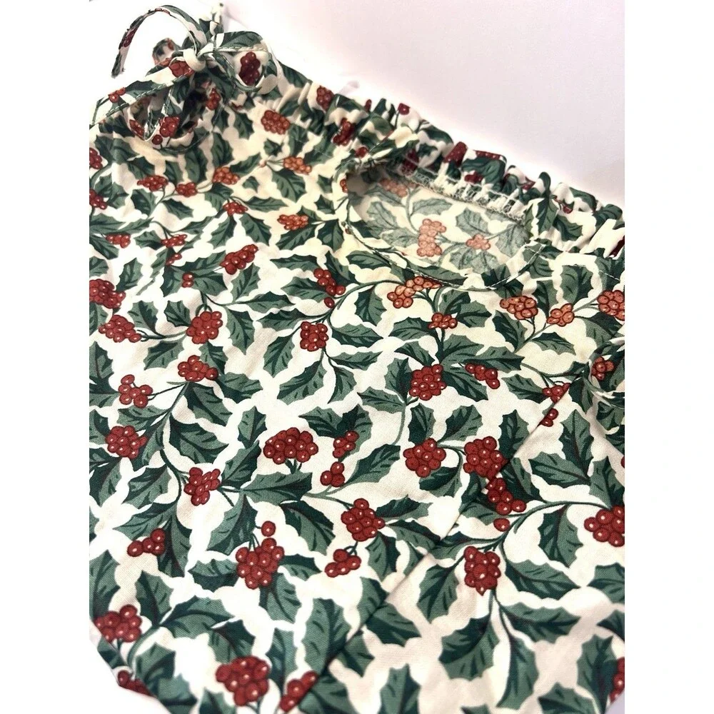 Longaberger Holly Berry Christmas Basket Liner 10x12 Tie On Vintage USA